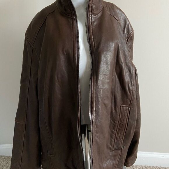 Andrew Marc Brown Leather Jacket - Picture 1 of 6